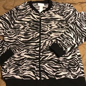 Zebra print baseball style jacket NWOT